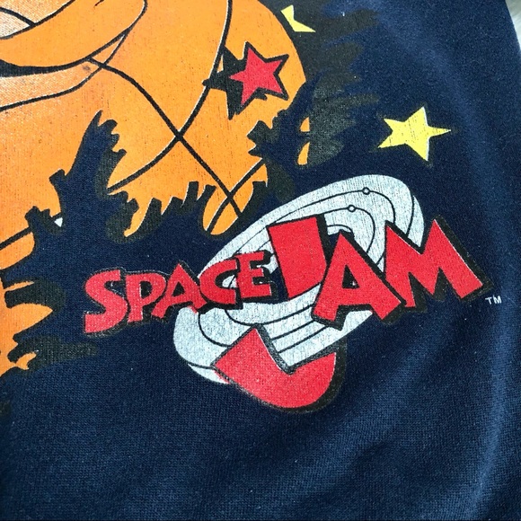 Space Jam Looney Tunes Tweety Bird Vintage 90s Dark Blue Sweatshirt Size M/L? - Picture 9 of 10